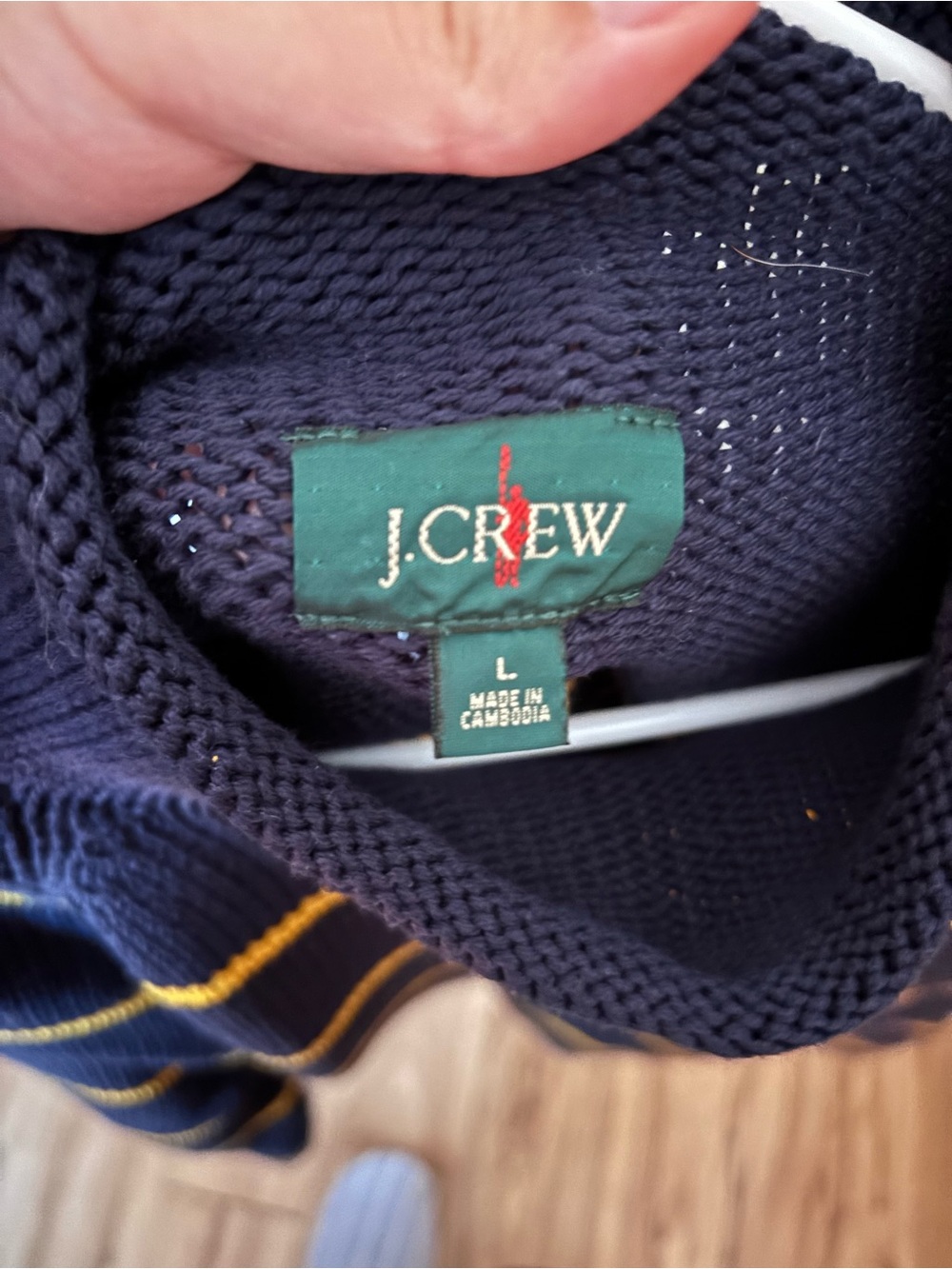 J. Crew Rollneck Sweater - Navy and yellow stripe - Picture 2 of 4
